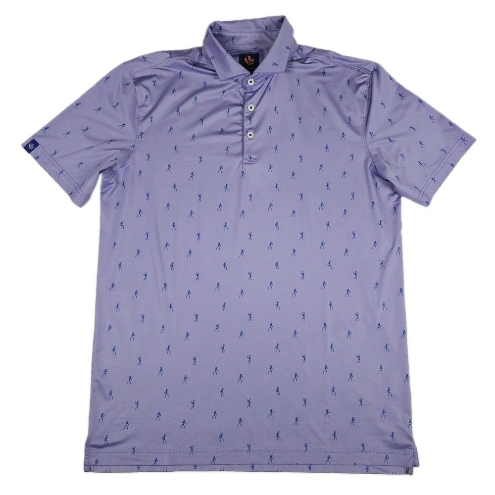 Donald Ross Golf Polo Shirt Hamish Skeleton Print Mens Medium Purple Performance